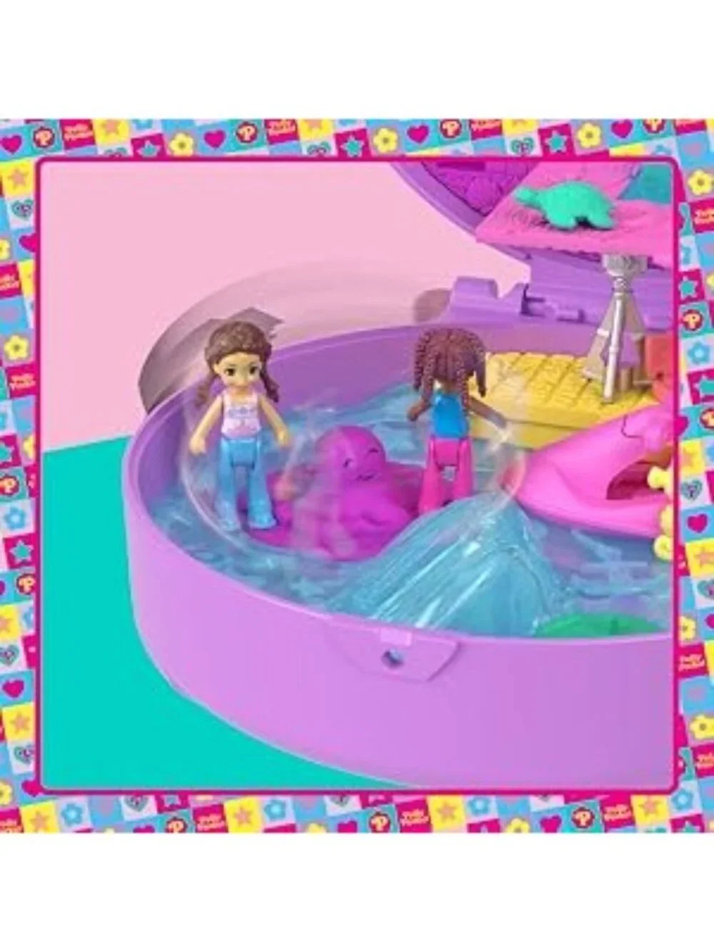 New Polly Pocket Dolphin Rescue & Play Compact Girls Toy Set